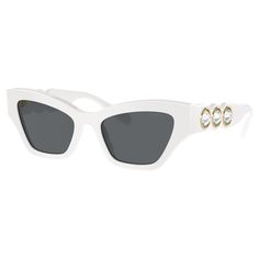 Crafted with a sleek and powerful shape, these striking sunglasses take inspiration from Swarovski’s Imber family. The design features white acetate frames and black lenses, along with three large clear crystals on each temple, placed in a gold-tone bezel setting. These luminous additions provide a truly head-turning look. Pair with matching jewelry from the Imber family. Swarovski Sunglasses, Cotton Gloves, Matching Jewelry, Clear Crystals, Eye Shapes, Grey Lenses, Jewelry Inspo, Branded Bags, Metallic Accents