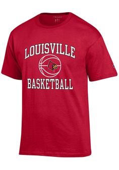 Show off your team pride in this Louisville Cardinals Red Basketball Short Sleeve T Shirt! This Louisville Short Sleeve Tee features a screen print of team name with Cardinal logo and basketball graphic on chest. Make sure everyone knows you root for the Cardinals with this Red Louisville T Shirt. Let's Go Cardinals! Screen printed graphic on chest, Tag-free heat transfer neck label, Double-needle stitched hemmed sleeves and bottom, Athletic Fit, Set-in neck rib, Shoulder-to-shoulder taping, C l Cardinal Logo, Louisville Basketball, Louisville Cardinals, Neck Label, Basketball Shorts, Sports Gear, Short Sleeve T Shirt, Team Names, Athletic Fits