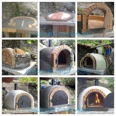 several pictures of different types of outdoor ovens