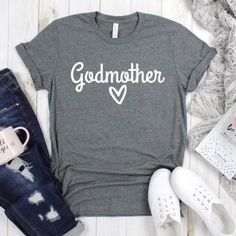 Godmother Shirt, god mom shirt, godmother tshirt, gift for godmother, gift for god mom, god mother shirt God Mother Shirt, Christening Giveaways, Mothers In The Bible, Godparent Proposal, Gift For Godmother, Mom And Baby Outfits, Godmother Proposal