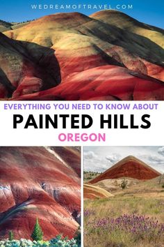 the painted hills in oregon with text overlay that reads everything you need to know about painted hills oregon