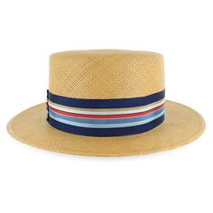 An updated version of the traditional boater/skimmer, the Belfry Brooks features a colorful club hat band and is made of genuine Panama straw for lightweight and comfortable all-day wear. The unlined interior offers an inner fabric crown protector and a German inner band that wicks away moisture. Made in the USA, this dapper hat showcases superb American craftsmanship! FEATURES Style: Boater/SkimmerMaterial: Genuine Panama StrawDimensions: 3 1/2" Crown, 2 3/8" BrimBand: Grosgrain Ribbon Men Beards, Fabric Crown, Black Men Beards, Pork Pie Hat, Hat Styles, Hat Size Chart, Pork Pie, Cloche Hat, Men's Apparel