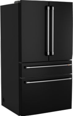 a black refrigerator freezer with two drawers