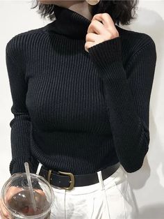 Turtleneck Sweater Womens 2024 Autumn Shoulder(cm)Bust Size(cm)Length(cm)Sleeve Length(cm)Waist(cm)One Size26-4868-1025553-Size Reference: Compare the detail sizes with yours, please allow 1-3cm differs due to manual measurement, thanks!Please contact us if you have any questions about our available sizes. Casual Sweaters Women, Black Turtleneck Sweater, Tight Sweater, Ribbed Turtleneck Sweater, Ladies Turtleneck Sweaters, Estilo Chic, Womens Turtleneck, Ribbed Turtleneck, Black Turtleneck