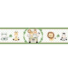 a cross stitch pattern with animals and cars on the border, in white polka dots