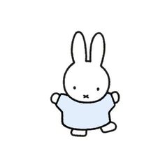 a drawing of a rabbit holding a pillow