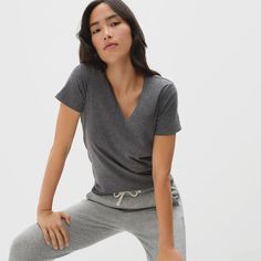 Women’s Organic Cotton V-Neck | Everlane Navy Blue Linen, Cut Tees, Scoop Neck Tee, Tie Dye Shorts, Graphic Tee Shirts, Striped Long Sleeve, V Neck Tee, Dye T Shirt, Go On