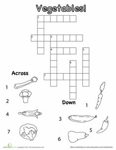 vegetables crossword puzzle with answers