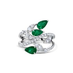 Luxury Green Crystal Open Ring, Luxury Green Diamond Ring, Exquisite Style, Expensive Jewellery, Emerald Bracelets, High Jewelry Design, Emerald Necklaces, Black Titanium Ring, Sunburst Ring, Pear Diamond Ring