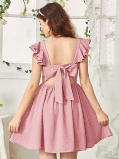 Valentine Dance, Casual Cap, Bow Back, Capped Sleeve Dress, Cut And Color, Sports Equipment, Dress P, Fashion Online Shop, Online Fashion