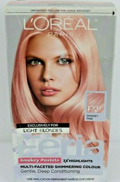 Loreal Paris Feria Smokey Pink p2 Shimmering Gentle  Deep Conditioning Exclusively for Light Blondes or Bleached (bleached used after 14 days of bleaching)  NEW in Sealed  Box* box has some shelf wear...please see all photos Thank you for taking time to look at this item.   Any questions, concerns or comments on this  item please contact us, we will be happy to help.   ~Click on our Store for More great items~ Pastel Hair Dye, Paris Hair Color, Loreal Paris Hair Color, Loreal Paris Feria, Hair Dye Brands, Rosy Blush, Dyed Hair Pastel, Gold Hair Colors, Hair Color Rose Gold