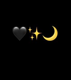 two hearts with stars and the moon in the dark sky, one has a black background