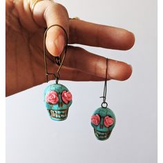 Gorgeous Turquoise And Pink Sugar Skull Earrings. Beautiful Details, Never Worn, Super Unique! Sugar Skull Earrings, Turquoise And Pink, Pink Sugar, Booth Ideas, Skull Earrings, Earrings Color, Sugar Skull, Diy Jewelry, Dangle Earrings