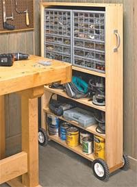 a workbench with tools and other items on it