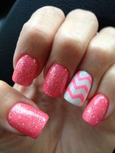 Nail art Pink Chevron Nails, Chevron Nail Designs, Do It Yourself Nails, Chevron Nails, Pretty Nail Designs, Nail Swag, I Love Nails, Gel Nail Designs, Cute Nail Designs