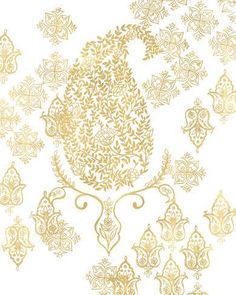 an ornate gold pattern on a white background