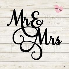 the word mr and mrs in black on a white wood background with a pink heart