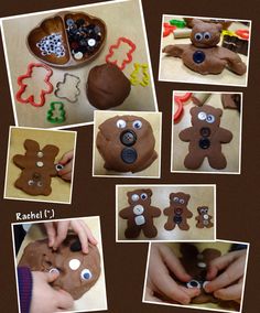 a collage of ginger cookies with buttons on them and pictures of people making gingers