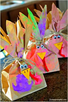 some paper bags with turkeys on them