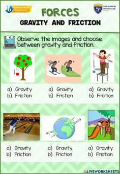 an activity sheet for children to learn how to practice gravity and motion in the classroom