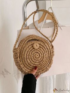 Bird in Bag - Circular Straw Beach Bag for Vacation Style Ring Pattern, Straw Beach Bag, Vacation Style, Bird In Bag, Bag Bag, Beach Bag, Straw Bag, Straw, Buckle