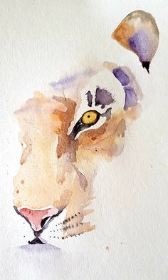 a watercolor painting of a tiger's face