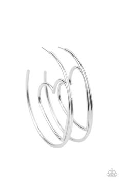 Love At First BRIGHT - Silver Paparazzi Hoop Heart Earrings - sofancyjewels Silver Earrings Online, Silver Heart Earrings, Heart Frame, Paparazzi Accessories, Stretchy Bracelets, Themed Jewelry, Love At First, Paparazzi Jewelry, Online Earrings