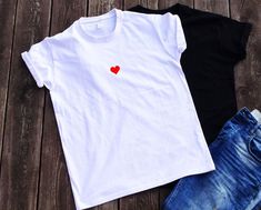 Little heart T-shirt, cute t-shirt, t-shirt gift for friend, trendy t-shirt, summer t-shirt, oversize t-shirt trendy Made in EUROPE Handmade item Digital print 100% cotton T-shirts Care instructions: Wash inside out without fabric softener. Dry on low heat. Please write custom numbers or phrases (if you want)and shirt sizes immediately after your purchase. If you wish both side print, different message or custom design, please email us and we will send you price per custom order. Please double c Shirts Women Fashion, Trendy Tshirts, Cute Tshirts, Summer Tshirts, Oversized Tshirt, Combed Cotton, Cotton Tshirt, Gifts For Friends, Fashion Clothes Women