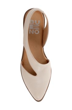 An asymmetric cutout and slingback ankle strap create stunning dimension on a luxe leather flat fashioned with a soft pointy toe. Cushioned footbed Leather upper and lining/synthetic sole Made in Turkey Trendy Beige Closed Toe Slingback Sandals, Casual Beige Pointed Toe Slingback Sandals, Beige Pointed Toe Slingback Sandals For Office, Soft Classic Shoes, Shoes For Short Women, Elegant Beige Pointed Toe Slingback Sandals, Casual Office Shoes, Brown Leather-lined Closed Toe Slingback Sandals, Sling Back Flats