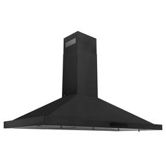 a black stove top oven with the hood up on it's sides and two exhaust fans