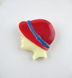 Lovely little vintage  Art Deco style plastic ladies head brooch.  No makers marks. Good vintage condition with some signs of age. The pin opens and closes as it should and it is well attached. Measure approx. 3.5cm x 4cm. Art Deco Ladies, Hat Art, Art Deco Lady, Red Hat, Red Hats, Style Art, Deco Style, Vintage Art Deco, Makers Mark