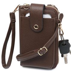 women's crossbody bag/wallet/cellphone holder Multifunctional Mobile Phone Shoulder Bag, Multifunctional Shoulder Phone Bag With Cell Pocket, Versatile Phone Bag With Interior Card Slots, Everyday Use Phone Bag With Interior Card Slots, Handheld Phone Bag For Everyday Use, Everyday Handheld Phone Bag, Handheld Phone Bag With Cell Phone Pocket For Travel, Multifunctional Phone Bag For Travel, Brown Phone Accessories With Cell Phone Pocket For Travel