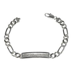 .925 Sterling Silver Figaro Link 0.8 MM ID/Identification Bracelet 8 3/4" 18g (sizable) Beautiful .925 Sterling Silver Figaro Link ID/Identification Bracelet. Engravable. Weighs 18 gramsChain is 0.8 MM wideID is 10 MM wideBracelet length end to end is 8.75""Manufactured in United StatesSKU: B0001Shipping: United States FreeReturns: 14 Days return or exchange policy (Note: 14 days counted after the delivery date)Made in The United States Wide Bracelet, Id Bracelets, Charm Pendant Necklace, Fine Jewelry Bracelets, Dainty Ring, Charm Pendant, Silver 925, Silver Bracelet, Made In Usa