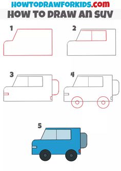 how to draw an suv with easy instructions for kids and beginners - step by step