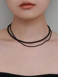 Editor's NoteEnjoy Less is more's jewelry pieces that will make your outfit pop.- Black onyx necklace- Modern and trendy mood- Good to layer with other items- Daily point item*Price varies by option.Measurements (in.)- Length: 17.32 in. (15.35 in. + 1.97 in.)- Ball: 0.08 in. Composition & Care- Silver925, Gemstone- Avoid direct heat and moisture- Wipe off moisture and stains with a dry clothDesigner- by Less is more Simple Black Necklace, Black Double Chain Necklace As Gift, Black Double Chain Necklace For Gift, Black Necklaces With Round Beads For Everyday, Trendy Black Layered Necklace For Gift, Black Beaded Necklaces For Everyday, Elegant Black Beaded Necklace For Everyday, Trendy Black Layered Necklace As A Gift, Trendy Black Jewelry With Double Chain