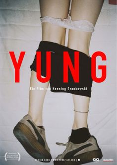 the poster for young shows two legs with laces on them and one leg in high - heeled shoes