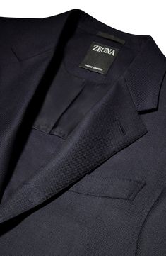 Combining elegant form and utilitarian functionality, this blazer is impeccably tailored of the brand's superfine Trofeo wool enriched with lustrous silk. Front button closure Notched lapels Four-button cuffs Chest welt pocket; front flap pockets; seven interior pockets Side vents Lined 91% wool, 7% silk, 1% elastane Dry clean Made in Italy Men's Designer Clothing Luxury Formal Blazer With Welt Pockets, Business Suit With Notch Lapel And Pockets, Business Suits With Pockets And Notch Lapel, Notch Lapel Suits With Pockets For Business Meetings, Classic Blazer With Pockets In Suiting Fabric, Luxury Sport Coat With Pressed Crease For Business, Luxury Business Sport Coat With Pressed Crease, Formal Blazer With Pockets In Suiting Fabric, Formal Blazer In Suiting Fabric With Pockets