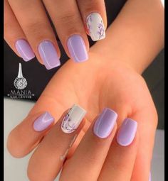 Spring Nail Art Square, Lilac Nails Design, Lilac Nails, Romantic Nails, Elegant Nails, Floral Nails, Fancy Nails