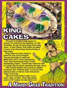 an advertisement for king cakes on the side of a plate