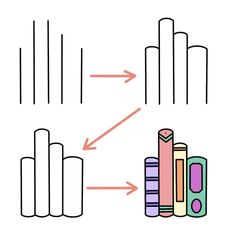 an image of books with arrows pointing to them