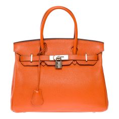 Hermes Bright Birkin 30 Handbag In Orange H Togo Leather, Shw on Chairish.com Orange Leather Shoulder Bag With Palladium Hardware, Luxury Handheld Satchel With Silver-tone Hardware, Modern Cognac Satchel With Palladium Hardware, Shopping Satchel With Palladium Hardware And Top Handle, Cognac Satchel With Palladium Hardware, Luxury Orange Bags With Silver-tone Hardware, Luxury Cognac Satchel With Palladium Hardware, Formal Orange Shoulder Bag With Palladium Hardware, Cognac Bag With Silver-tone Hardware And Top Handle