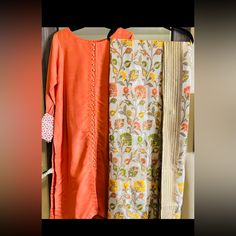 Floral Dupatta So Gorgeous With Co-Ord Set Chest 40-42 Orange Cotton Silk Dupatta With Cutdana, Festive Orange Dupatta With Printed Border, Bohemian Orange Dupatta With Cutdana, Transitional Orange Semi-stitched Dupatta, Ethnic Indian Wear, Orange Block Print Dupatta, Floral Dupatta, Kurta Pant Set, Kurta With Pants