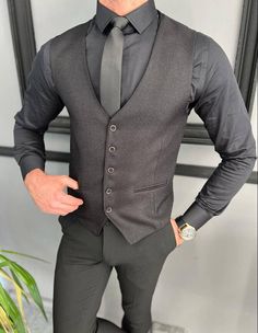 Black Waistcoat, Mens Waistcoat, Men's Waistcoat, Vest And Tie, Slim Fit Suits, Business Professional, Black Vest, Suit Vest