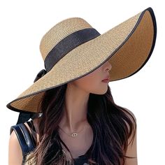 PRICES MAY VARY. PREMIUM MATERIAL: The beach hat is made of paper straw and polyester to provide UPF 50+ sun protection for outdoor activities. Straw material with tight braiding. Lightweight, soft, comfortable and breathable to wear WIDE BRIM HAT WITH UV PROTECTION: US Size: 7.25 - 7.5, Head Measurements:22.83 - 23.62 inches,brim Measurements: 5.5 inches, depth Measurements: 5.12 inches. Combined with the internal sweatband, this sun hat for women will always let you enjoy the sunshine FOLDABLE Beach Hats For Women, Womens Beach Hat, Warm Hats, Beach Hats, Enjoy The Sunshine, White Lotus, Sun Hats For Women, Funny Drawings, Hat For Women