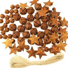 some brown stars and basketballs on a white background