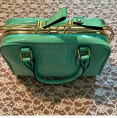 New Large Beautiful Blue/Greenish Skinny Bag; Lined; 2 Compartments, 2 Zipped Inner Bags. $70. Chic Blue Box Bag With Handles, Trendy Blue Box Bag For Formal Occasions, Chic Blue Box Bag With Gold-tone Hardware, Blue Formal Bags For Spring, Chic Blue Satchel With Zipper Closure, Blue Party Bags With Gold-tone Hardware, Blue Tote Box Bag With Gold-tone Hardware, Ostrich Bag, Western Handbags