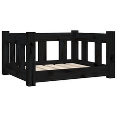 a black wooden bed frame with no mattress