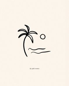 a black and white drawing of a palm tree