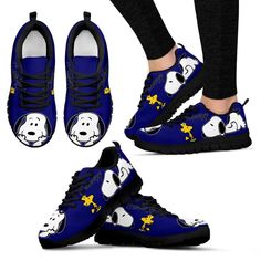 Navy Blue Snoopy Sneakers Snoopy Shoes For Women Blue Snoopy, Snoopy Shoes, White Sneakers Women, Navy Shoes, Eva Sole, Dinosaur Print, Custom Shoes, Shoes For Women, Sneakers White