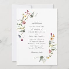 Celebrate your special day with our beautifully crafted wedding prints on Zazzle! From elegant invites to personalized decor, find everything you need to make your wedding unforgettable. Wildflower Meadow Floral Wedding Invitation Click to explore our exclusive collection and bring your dream wedding to life! 💍 Wedding Invitations Flowers Watercolor, Simple Wedding Invitations Zazzle, Summer Floral Wedding Invitations, Wedding Invites Floral, Wild Flowers Wedding, Midsummer Wedding, Watercolor Flower Invitation, Watercolor Wild Flowers, Zazzle Wedding Invitations